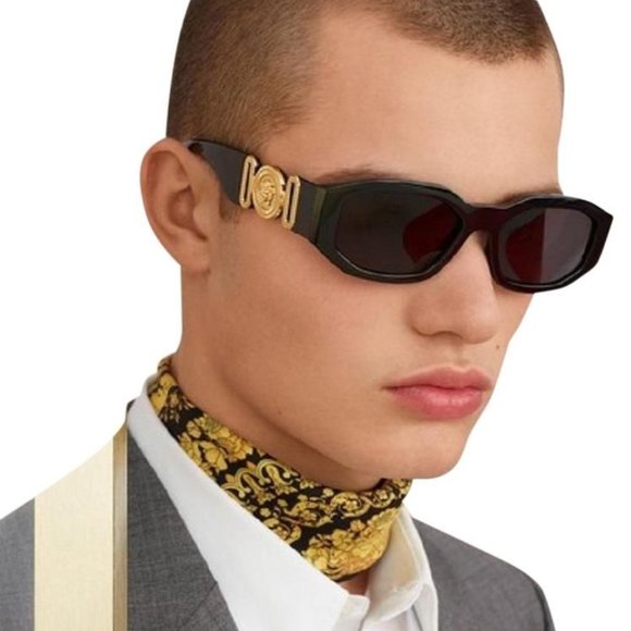 🔥 Versace VE4361 GB1/87 Sunglasses Black Gold Logo Unisex - Picture 4 of 12